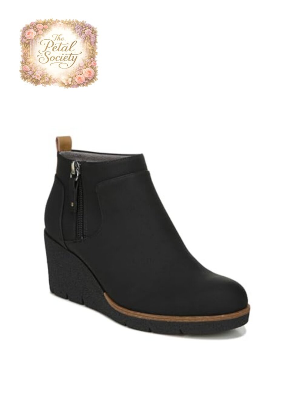 Faux Leather Wedge Ankle Booties Comfortable Slip-On Boots